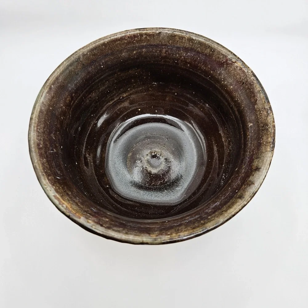 Vtg Hand Crafted Signed Studio Art Pottery Pot/Bowl, Glazed Stoneware